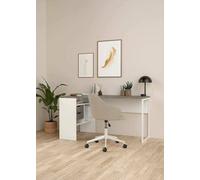 Scrivania Patience, Scrittoio Multiuso, Tavolo per Ufficio Porta PC, Piano di Lavoro, 145x81 h77 cm, Bianco e Grigio