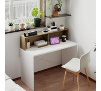 Scrivania PC per Studio e Ufficio con Piano Rialzato e 2 Ripiani, Scrivania Moderna Scrittoio con Struttura a X per Gaming, Casa, Sala da Pranzo, 110x50x102.6 cm, Bianco, Marrone e Noce Descrizione:St