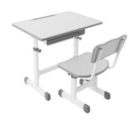 Scrivania per bambini regolabile in altezza, scrivania per bambini con sedia e cassetto, scrivania per bambini da 3 a 16 anni, tavolo da 70 x 50 cm (grigio)