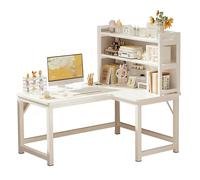 Scrivania per computer a forma di L con libreria, scrivania angolare con ripiani per piccoli spazi, casa ufficio, scrivania da gioco, scrivania per camera da letto, stanza della polvere