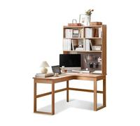 Scrivania per Computer a Forma di L, Robusta, con cassetti, Gestione dei Cavi e ripiano portaoggetti per Uso in Camera da Letto, 55" L x 47" W 74" H, Ritorno a Destra Senza sedie