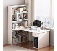 Scrivania per Computer a Forma di L, scrivania da Ufficio da 47'' con cassetti e libreria, Ripiani angolari per Scrivere per L'Ufficio Domestico, B, 100x60x160cm (39x24x63 Pollici)