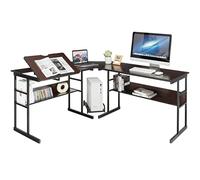 Scrivania per computer a forma di L, staccabile, scrivania da disegno, ad angolo, postazione di lavoro con piano girevole (D 170 x 150 x 75 cm)