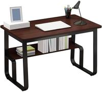 Scrivania per computer a forma di U, robusta, marrone, per casa e ufficio, 100 x 60 cm, versatile ed elegante, ideale per giochi e studio, struttura stabile