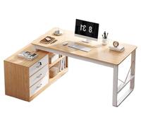 Scrivania per computer angolare a L con cassetti, soluzione salvaspazio per casa e ufficio per piccoli spazi, ideale per scrivere e studiare