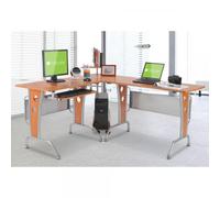 Techly Scrivania per Computer Angolare in Ciliegio