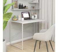 Scrivania per Computer Bianca 110x60x70 cm in Truciolato e Metallo, Moderna Scrivania da Ufficio o Casa, Design Industriale Elegante, Ampia Superficie di Lavoro, Robusta e Salvaspazio