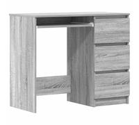 Scrivania per Computer con 3 Cassetti Portaoggetti per Piccoli Spazi Tavolo da Studio per Casa e Ufficio in Derivati del Legno 90 X 45 X 76 Cm (Sonoma grigio)
