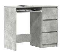 Scrivania per Computer con 3 Cassetti Portaoggetti per Piccoli Spazi Tavolo da Studio per Casa e Ufficio in Derivati del Legno 90 X 45 X 76 Cm (Grigio cemento)