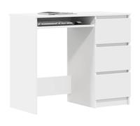 Scrivania per Computer con 3 Cassetti Portaoggetti per Piccoli Spazi Tavolo da Studio per Casa e Ufficio in Derivati del Legno 90 X 45 X 76 Cm (Bianco)