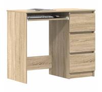 Scrivania per Computer con 3 Cassetti Portaoggetti per Piccoli Spazi Tavolo da Studio per Casa e Ufficio in Derivati del Legno 90 X 45 X 76 Cm (Quercia di Sonoma)