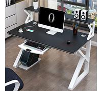Scrivania per computer con libreria, moderna postazione di lavoro per studio, struttura in metallo robusto, ideale per casa e ufficio