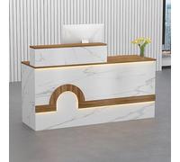 Scrivania per computer con serratura in legno con ripiano per tastiera, bancone per la reception, per casa, ufficio e soggiorno, elegante e funzionale