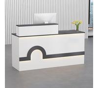Scrivania per computer con serratura in legno con ripiano per tastiera, elegante bancone per la reception per casa, ufficio e soggiorno, design moderno, soluzione salvaspazio
