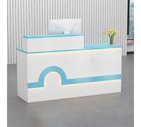 Scrivania per computer con serratura in legno con vassoio per tastiera, elegante bancone per la reception per ufficio e soggiorno, soluzione moderna per casa e lavoro