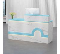 Scrivania per computer con serratura in legno con vassoio per tastiera, elegante bancone per la reception per casa, ufficio e soggiorno