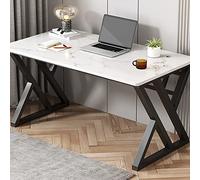 Scrivania per computer con struttura in metallo, resistente postazione di lavoro per casa e ufficio, gestione dei cavi per giochi e scrittura, design elegante