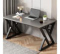 Scrivania per computer con struttura in metallo, resistente postazione di lavoro per casa e ufficio, gestione dei cavi per giochi e scrittura, design elegante