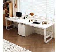 Scrivania per computer da gioco per due persone con cassetti, postazione di lavoro in legno per due, ideale per casa e ufficio