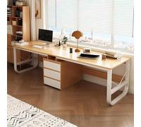 Scrivania per computer da gioco per due persone con cassetti, postazione di lavoro in legno per due, ideale per casa e ufficio