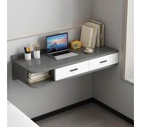 Scrivania per computer da parete in legno con cassetti e vanità per trucco, salvaspazio, tavolo da toeletta galleggiante per camera da letto e soggiorno, 80 x 40 cm