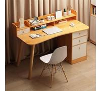 Scrivania per computer in legno per casa e ufficio, con ripiani e cassetti, scrivania per studenti che scrivono e imparano in piccoli appartamenti, gialla (119,4 cm L)