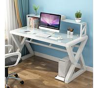 Scrivania per computer in vetro temperato con libreria, moderna e semplice, per casa e ufficio, scrivania per studenti, postazione di lavoro, facile da montare