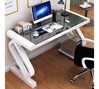 Scrivania per computer in vetro temperato con struttura in metallo a forma di Z, ampia superficie per scrivere e giocare, ideale per casa, ufficio e studio