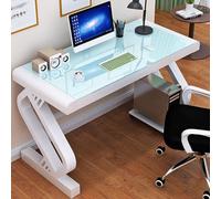 Scrivania per computer in vetro temperato con struttura in metallo a forma di Z, ampia superficie per scrivere e giocare, ideale per casa, ufficio e studio