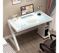 Scrivania per computer in vetro temperato con vassoio per tastiera, scrivania moderna per scrivere e giocare, postazione di lavoro per casa e ufficio per PC portatile studio