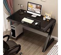 Scrivania per computer in vetro temperato con vassoio per tastiera, scrivania moderna per scrivere e giocare, postazione di lavoro per casa e ufficio per PC portatile studio