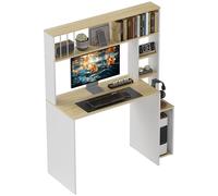 Scrivania per Computer Moderna 113x45x138.5 cm con Libreria e Porta CPU Rovere