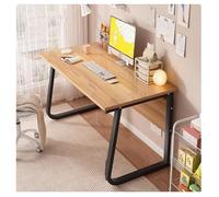 Scrivania per computer moderna industriale a forma di U, con staffa in metallo, tavolo da ufficio semplice per scrivere e giocare, per casa e ufficio, finitura noce, 120 x 60 cm