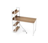 Scrivania per computer multipresa con libreria 120 x 65 x 130 cm ergonomica moderna in metallo