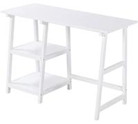 Scrivania per computer per casa e ufficio, moderna e semplice, tavolo da studio da 111 cm, con 2 ripiani, design elegante per PC e laptop