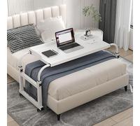 Scrivania per computer portatile con ruote, con ruote, regolabile in altezza, con deflettore, postazione di lavoro per letto doppio/matrimoniale/matrimoniale/king size