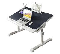 Scrivania per computer portatile regolabile in altezza per letto, tavolo pieghevole con vassoio da letto, scrivania portatile per lavorare e scrivere con cassetti portaoggetti libreria e porta USB