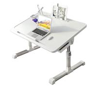 Scrivania per computer portatile regolabile in altezza per letto, tavolo pieghevole con vassoio da letto, scrivania portatile per lavorare e scrivere con cassetti portaoggetti libreria e porta USB