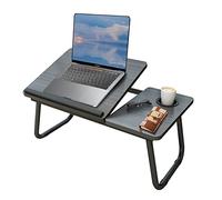 Scrivania per computer portatile, tavolo da letto con gambe pieghevoli e slot per tazza, supporto per lettura, supporto per quaderni, vassoio per colazione, terrazza, balcone (nero)