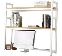 Scrivania per Computer, scaffale per Organizer Regolabile, libreria in Metallo per mensola portaoggetti Aperta, scaffale per spezie Multiuso per Ufficio/Cucina (Nero, 7