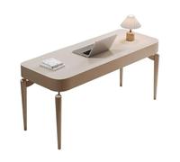 Scrivania per computer Scrivania for PC portatile in legno massello con cassetti, tavolo da studio minimalista moderno for ufficio domestico spazio di archiviazione, bianco crema per lo studio(XL)