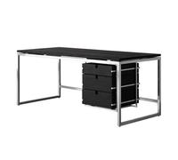 Scrivania per computer Scrivania moderna for ufficio domestico con struttura in acciaio inossidabile, postazione di lavoro in stile industriale mobiletto portadocumenti sospeso per lo studio(M)