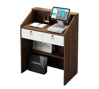 Scrivania per computer, tavolo da ricevimento in legno, banco cassa per ufficio o negozio, ideale per l'organizzazione dello spazio di lavoro e il servizio clienti
