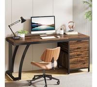 Scrivania per computer Tribesigns con 3 cassetti, scrivanie per ufficio domestico con cassettiera