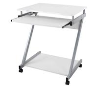 SCRIVANIA PER COMPUTER UFFICIO CON RIPIANI E TASTIERA SCORREVOLE 4 RUOTE CON FRE