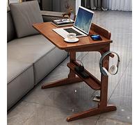 Scrivania per laptop, tavolino laterale per divano, tavolino laterale in legno massello, comodino per camera da letto, piccola scrivania minimalista, tavolo da gioco multifunzionale, noce, 70*46*70 c