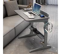 Scrivania per laptop, tavolino laterale per divano, tavolino laterale in legno massello, comodino per camera da letto, piccola scrivania minimalista, tavolo da gioco multifunzionale, grigio, 70*46*70