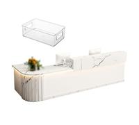 Scrivania per reception a forma di L con ripiani e cassetti, perfetta per saloni e negozi di abbigliamento, foro per la gestione dei cavi, design moderno (C 180 x 60 x 100 cm)