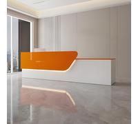 Scrivania per reception a LED con cassetto e armadietto chiudibile a chiave, 120 cm, bancone per negozi, cliniche e uffici, elegante grande tavolo di benvenuto (arancione, L)