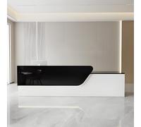 Scrivania per reception a LED con cassetto e porta chiudibile a chiave, moderno bancone per negozi, cliniche e ufficio, grande tavolo da reception nero (120 cm)